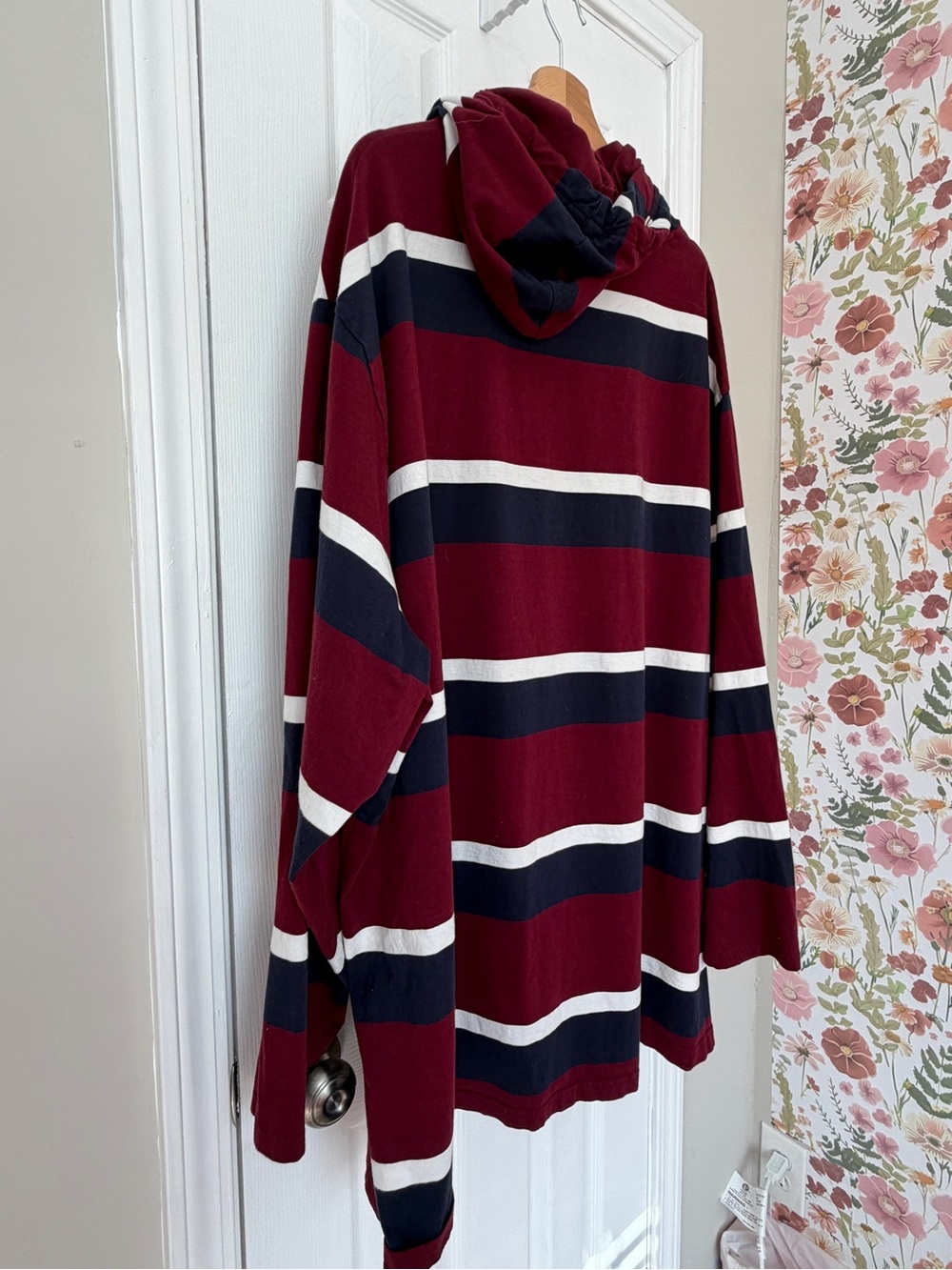Men’s Polo Ralph Lauren Burgundy Navy White Striped Hoodie Big&Tall - Picture 9 of 12